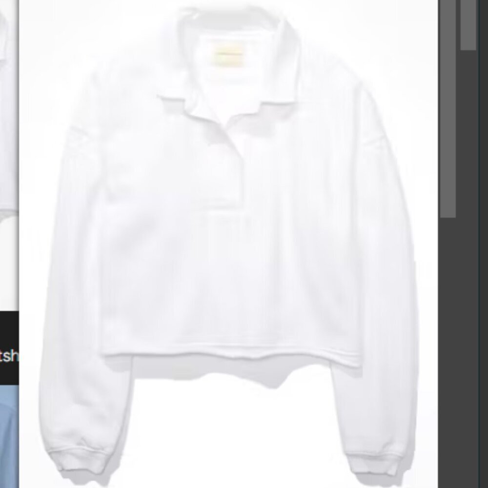 American Eagle New With Tag Pullover Long Sleeve Polo Crop Sweater - XS in White